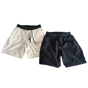 Fabletics Men's 9” Franchise Shorts Black & Bone Size L Athletic Bundle of 2